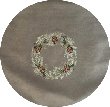 Cushion Cover With Pinecone Wreath